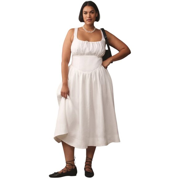 Reformation Balia linen dress + White + NWOT - Picture 5 of 13